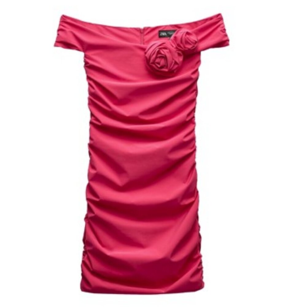 Zara Textured Flower Draped Dress